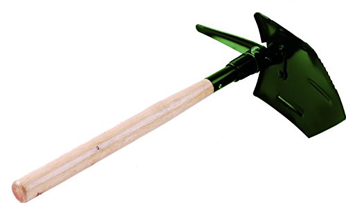 50-03 Folding Shovel w/Pick, Green Powder Coated, Hardwood Handle