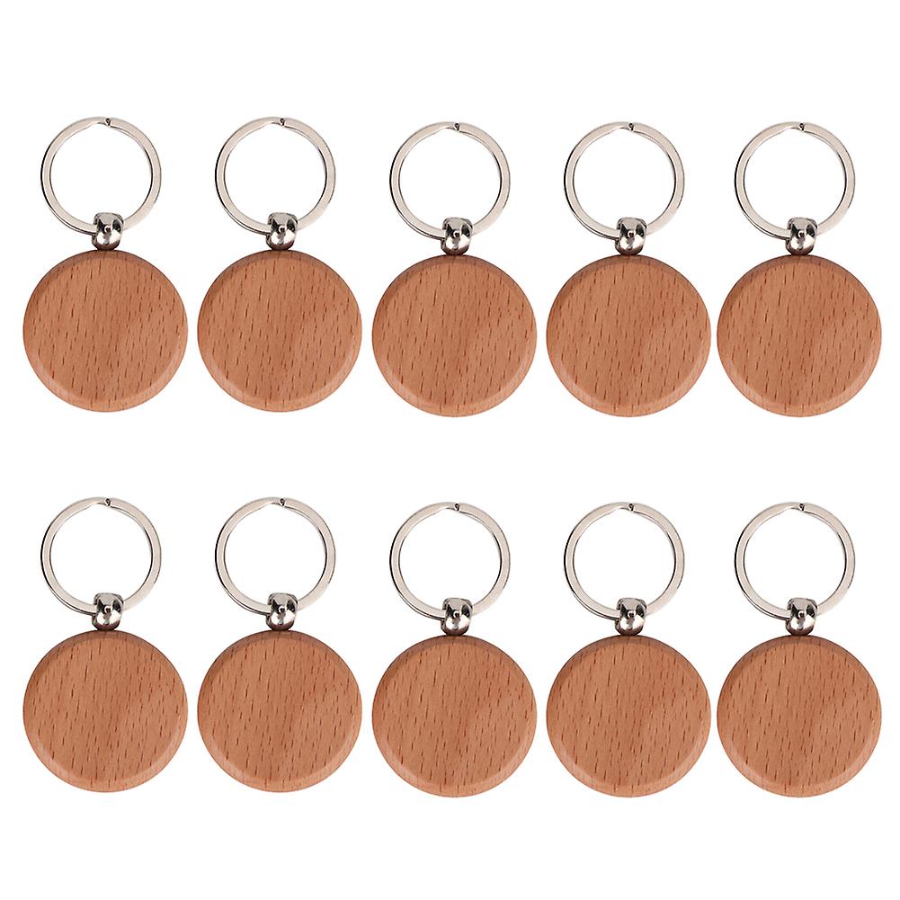 10pcs Beech Wood Key Chain Key Tags Keychains Diy Clothing Bag Decoration