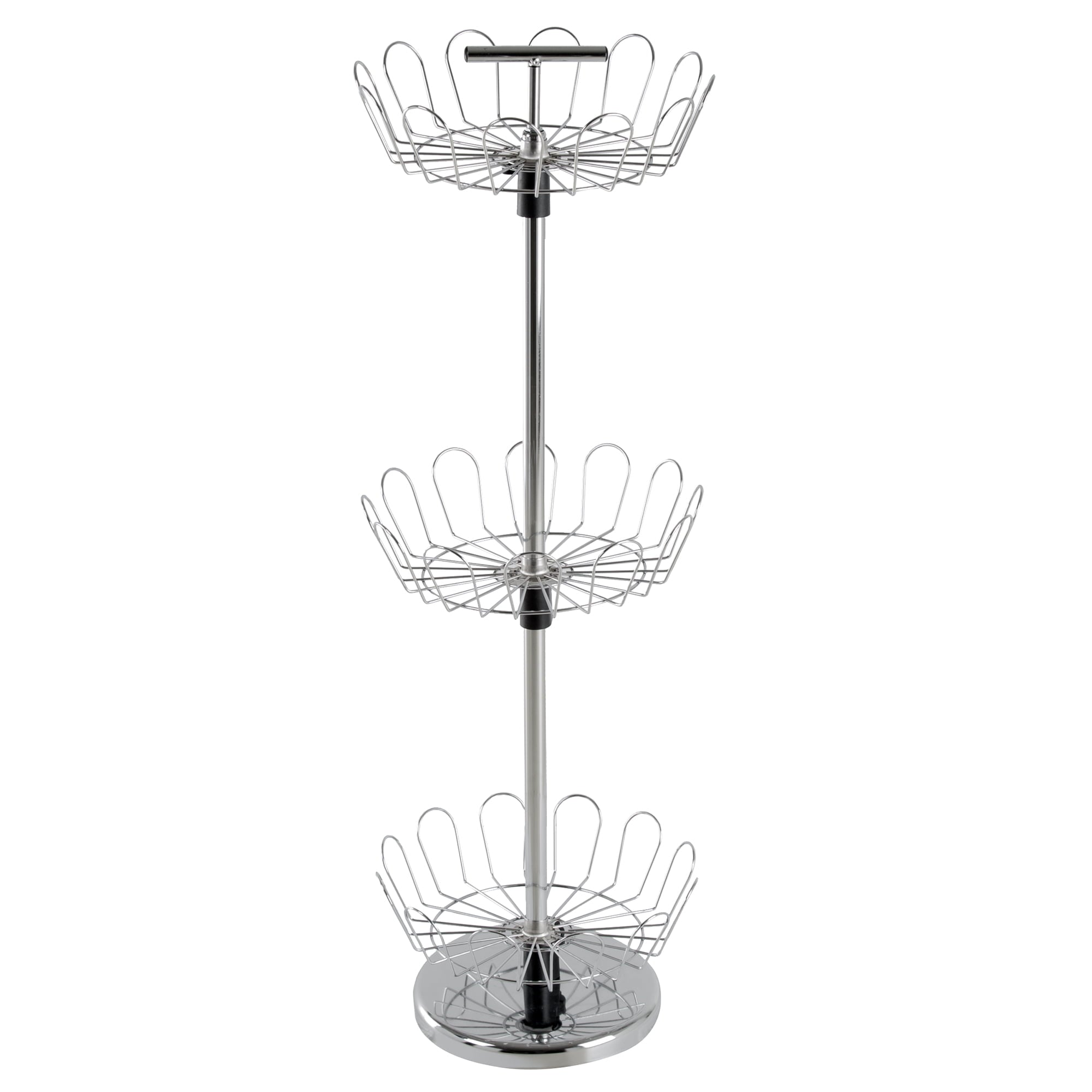 Three Tier Revolving Shoe Tree Orgainzer Rack with Chrome Finish by Lavish Home