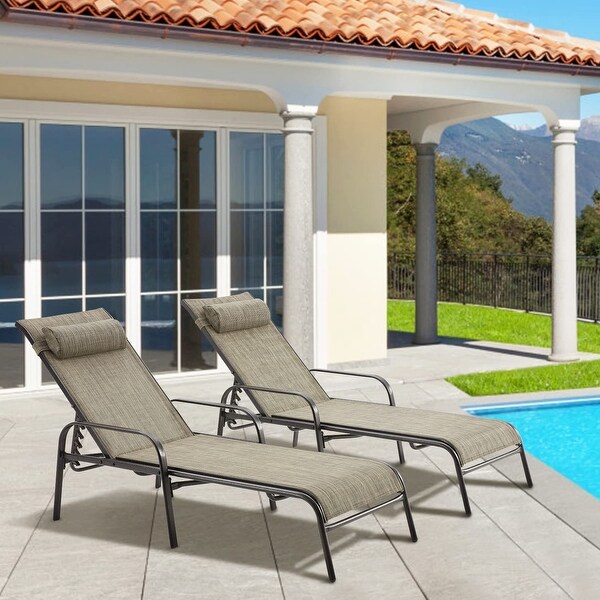 EROMMY Outdoor Patio Lounge Chair，Adjustable Recliner Outdoor Lounge Chairs，Multiple Colors Available