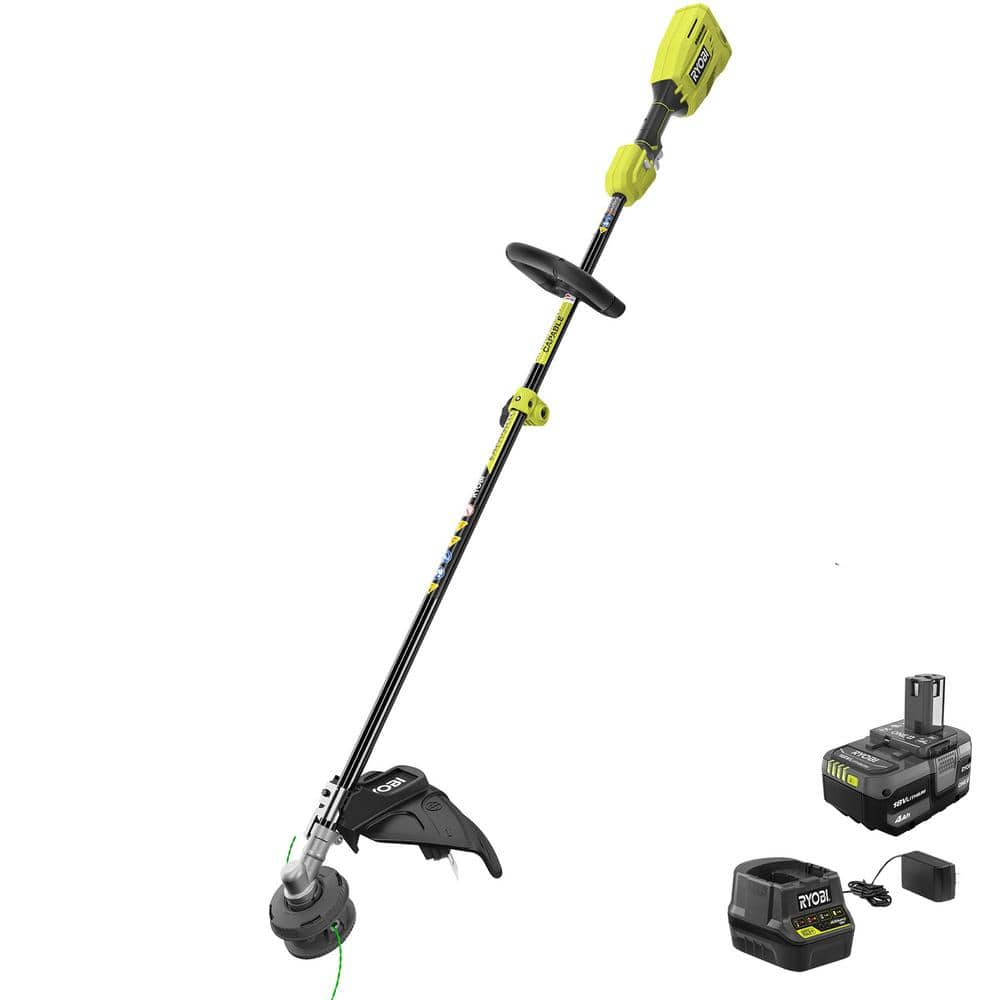 RYOBI ONE+ 18V Brushless 15 in. Cordless Attachment Capable String Trimmer with 4.0 Ah Battery and Charger P20110