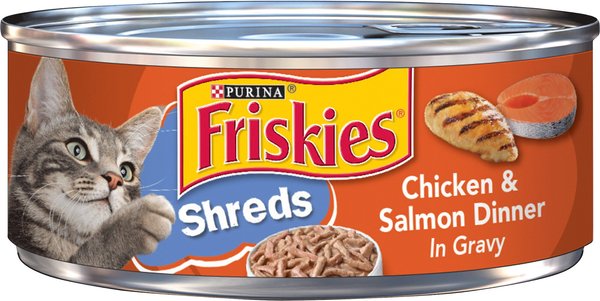 Friskies Savory Shreds Chicken and Salmon Dinner in Gravy Canned Cat Food