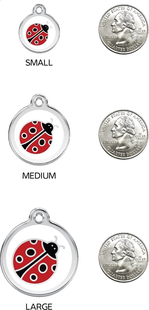 Red Dingo Lady Bug Stainless Steel Personalized Dog and Cat ID Tag