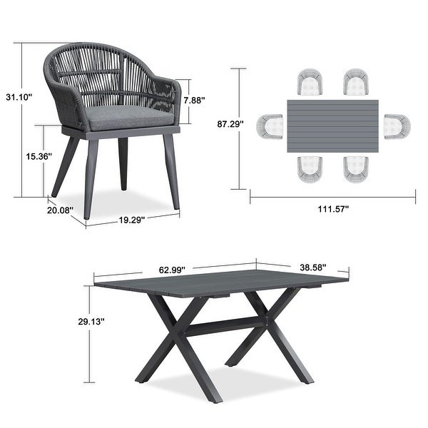 PURPLE LEAF Patio Dining Set with Outdoor Aluminium Dining Table and Woven Rattan Chairs