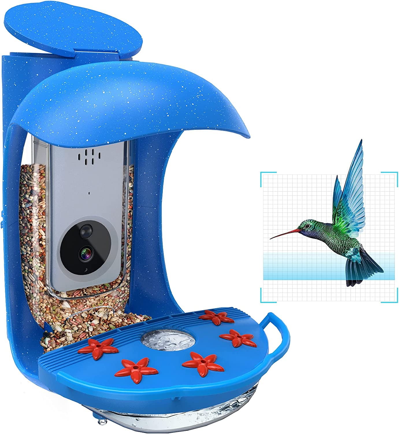 Smart Bird Feeder with Camera for Outside/Yard/House， 1080P HD Bird House Camera Auto Capture Bird Videos and Notify and Built-in Microphone (Include 32G SD Card)