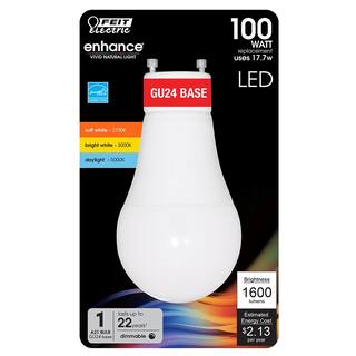 Feit Electric 100-Watt Equivalent A21 Dimmable GU24 Base CEC Color Changing CCT ENERGY STAR 90+ CRI LED Light Bulb (1-Bulb) BPOM100GU24CCTCAHDRP