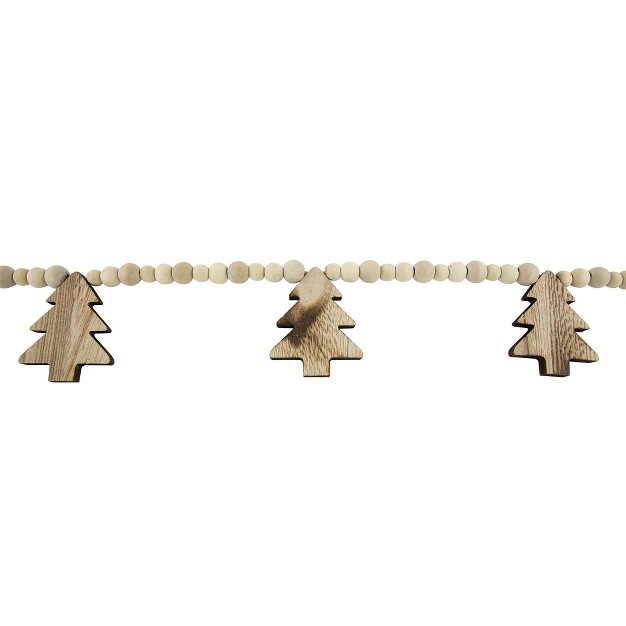 Christmas Trees And Beads Wooden Garland