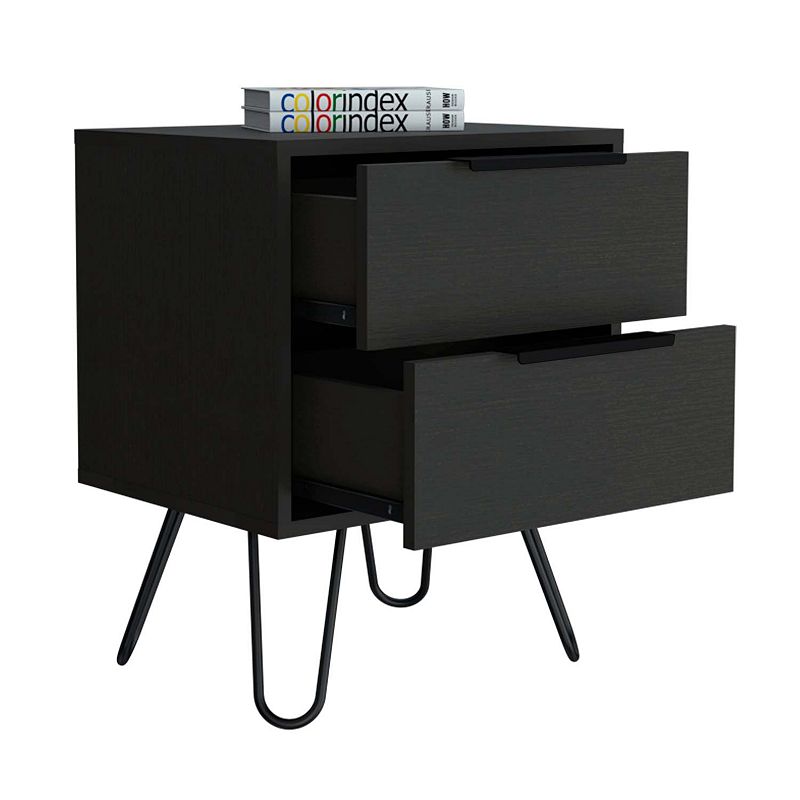 Nuvo 2 Nightstand，Two Drawers， Hairpin Legs