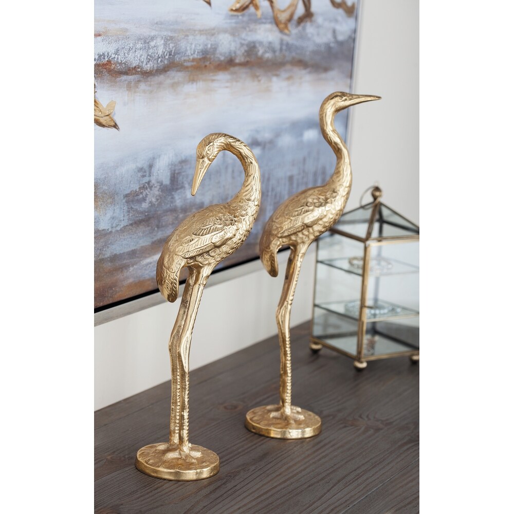 Gold Aluminum Flamingo Sculpture (Set of 2)   S/2 15\