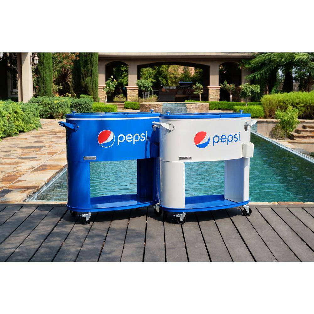 PERMASTEEL 80QT Sporty Oval Shape Rolling Cooler with Pepsi Logo in Blue PS-207-80PE-BL