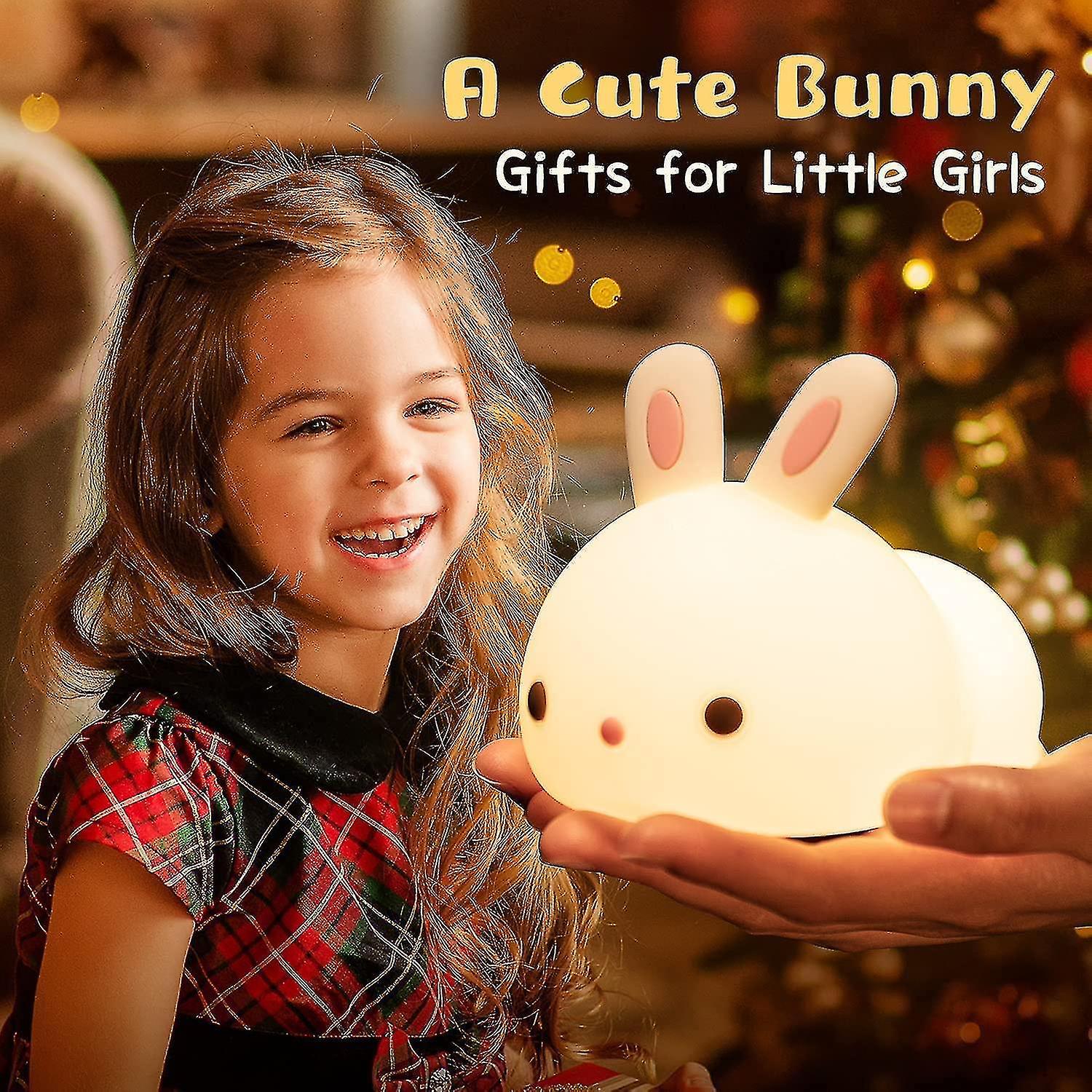 Cute Night Light Kids Lamp， 16 Colour Changing Baby Night Light， Rechargeable Battery Night Light， Bunny Night Lamp