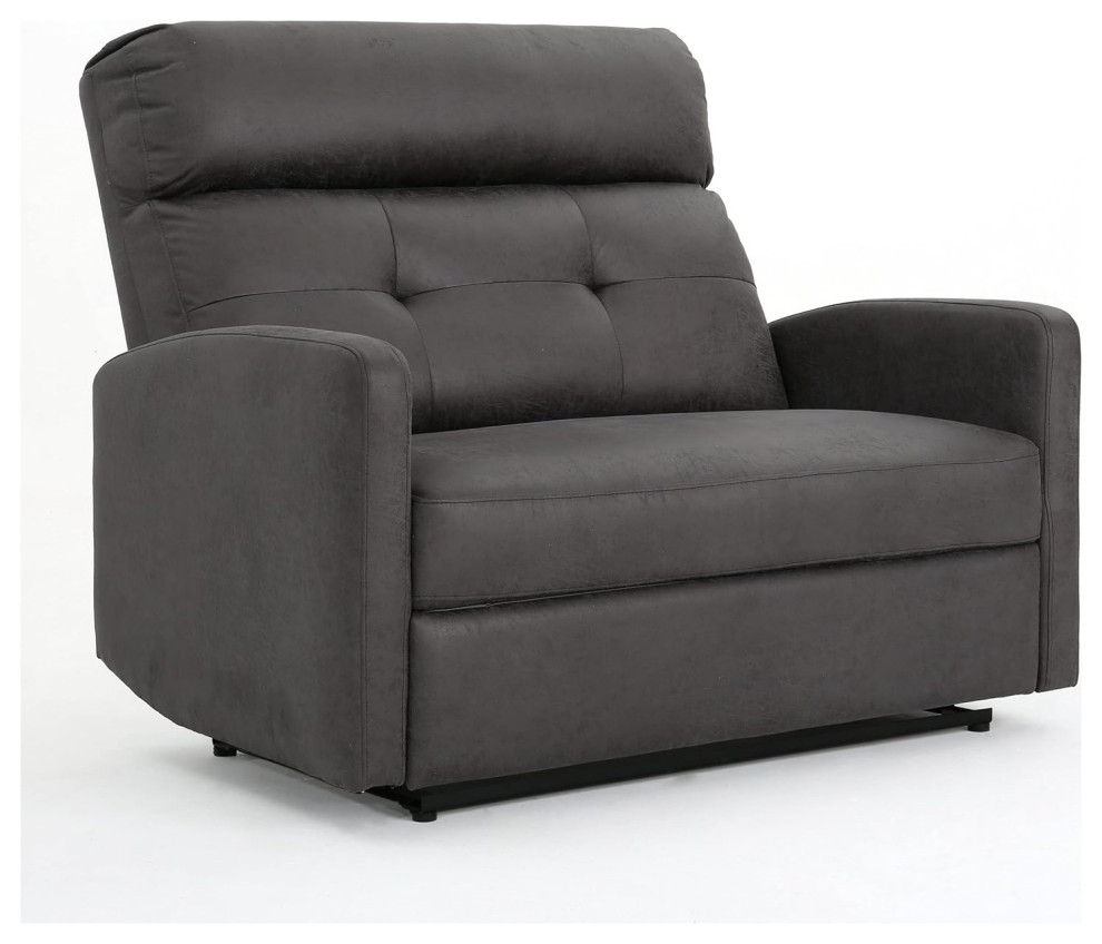 Contemporary 2 Seater Recliner  Cushioned Seat With Deep Tufted Back  Slate   Contemporary   Recliner Chairs   by Declusia  Houzz