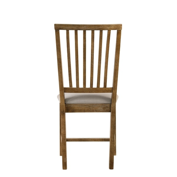 Wallace II Side Chair (Set-2)， Tan Linen and Weathered Oak (2Pc/1Ctn)， Padded Seat