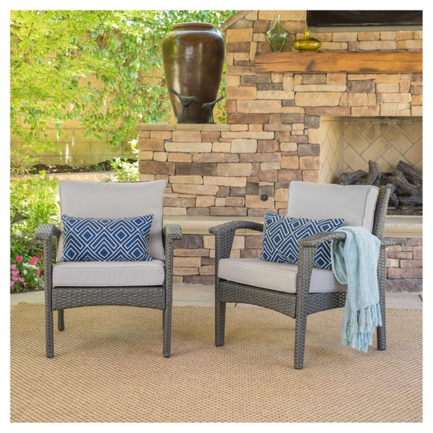 Honolulu Set Of 2 Outdoor Wicker Club Chair With Cushion Christopher Knight Home