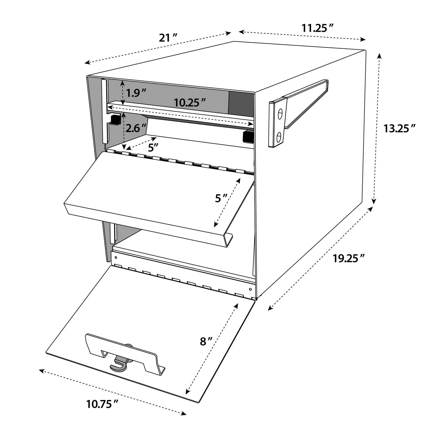 Mail Boss Modern Galvanized Steel Post Mount White Locking Mailbox