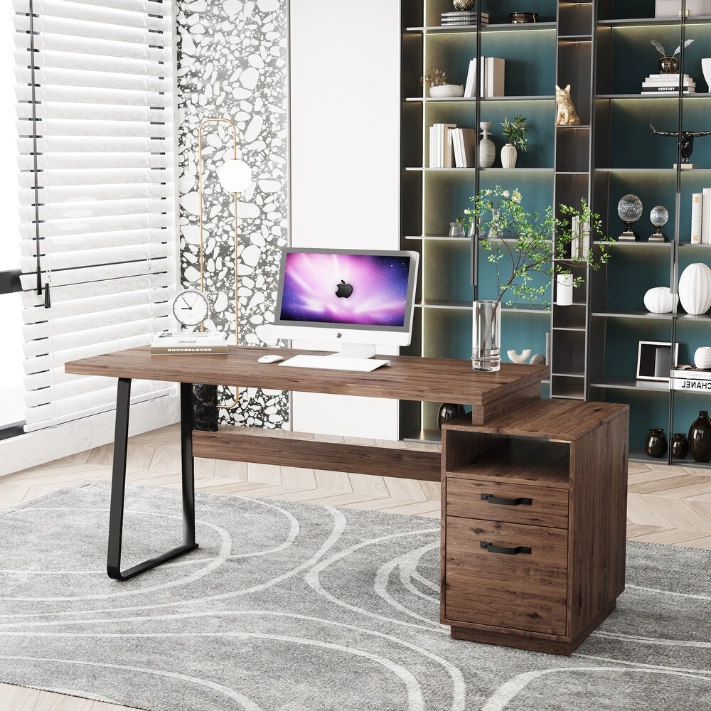 Home Office Computer Desk with Drawers/Hanging Letter size Files