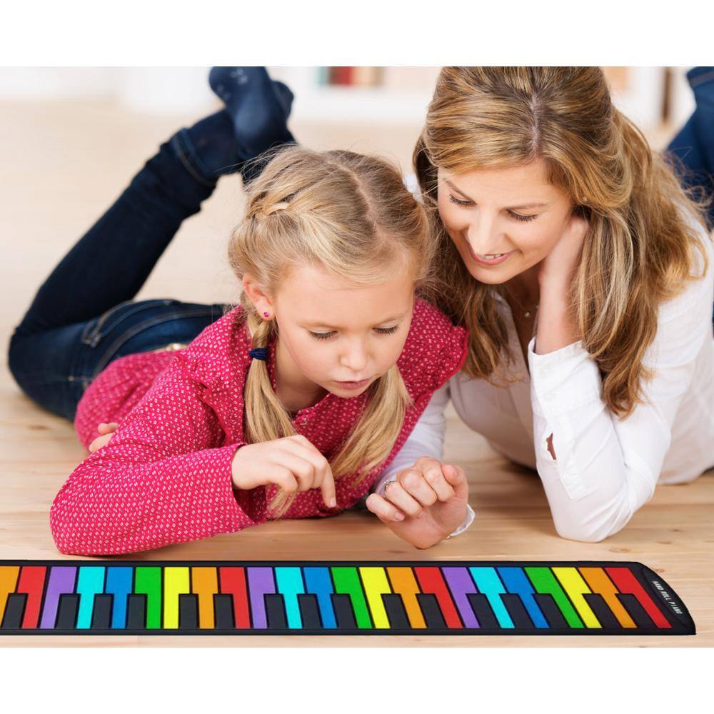 RIPTUNES Roll It Up Musical Keyboard with 49 Colorful Keys Educational Electronic Music Piano Keyboard wBuilt-in Speaker- Pink M-ERK4902P-974