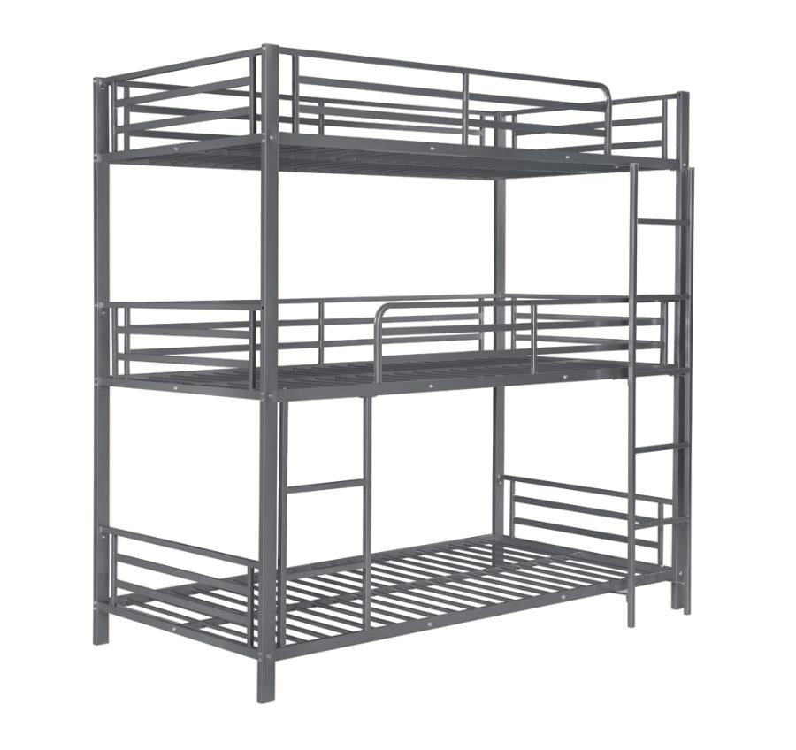 Maynard Metal Triple Twin Bunk Bed Gunmetal- 422670