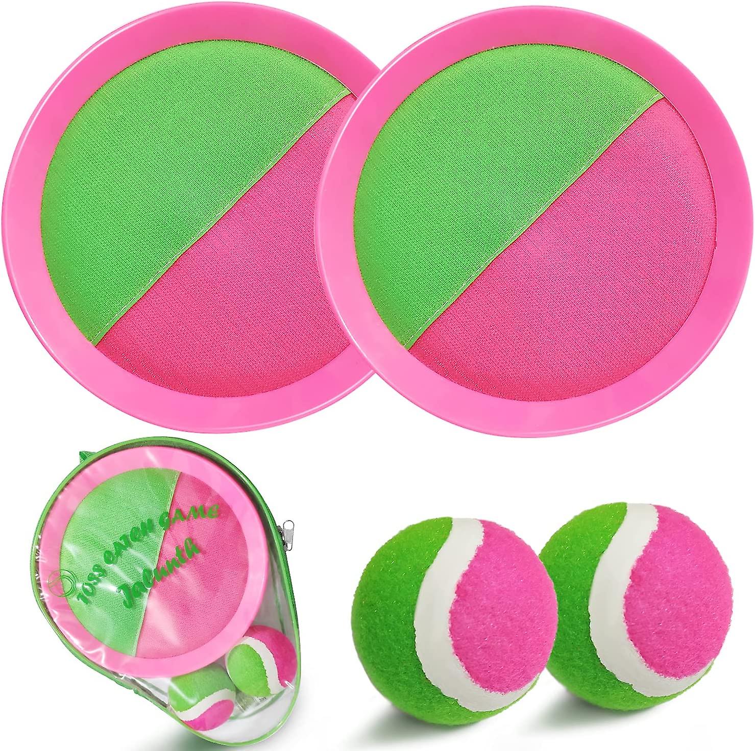 Ball Catch Set Game Toss Paddle - Beach Toys Back Yard Outdoor Games Lawn Backyard Target Throw Catch Sticky Mitts Set Age 3 4 5 6 7 8 9 10 11 12 Year