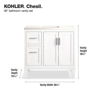 KOHLER Chesil 36 in. W x 18.87 in. D x 36.14 in. H Bathroom Vanity in White with Bianco Bella Top R35904-ASB-0