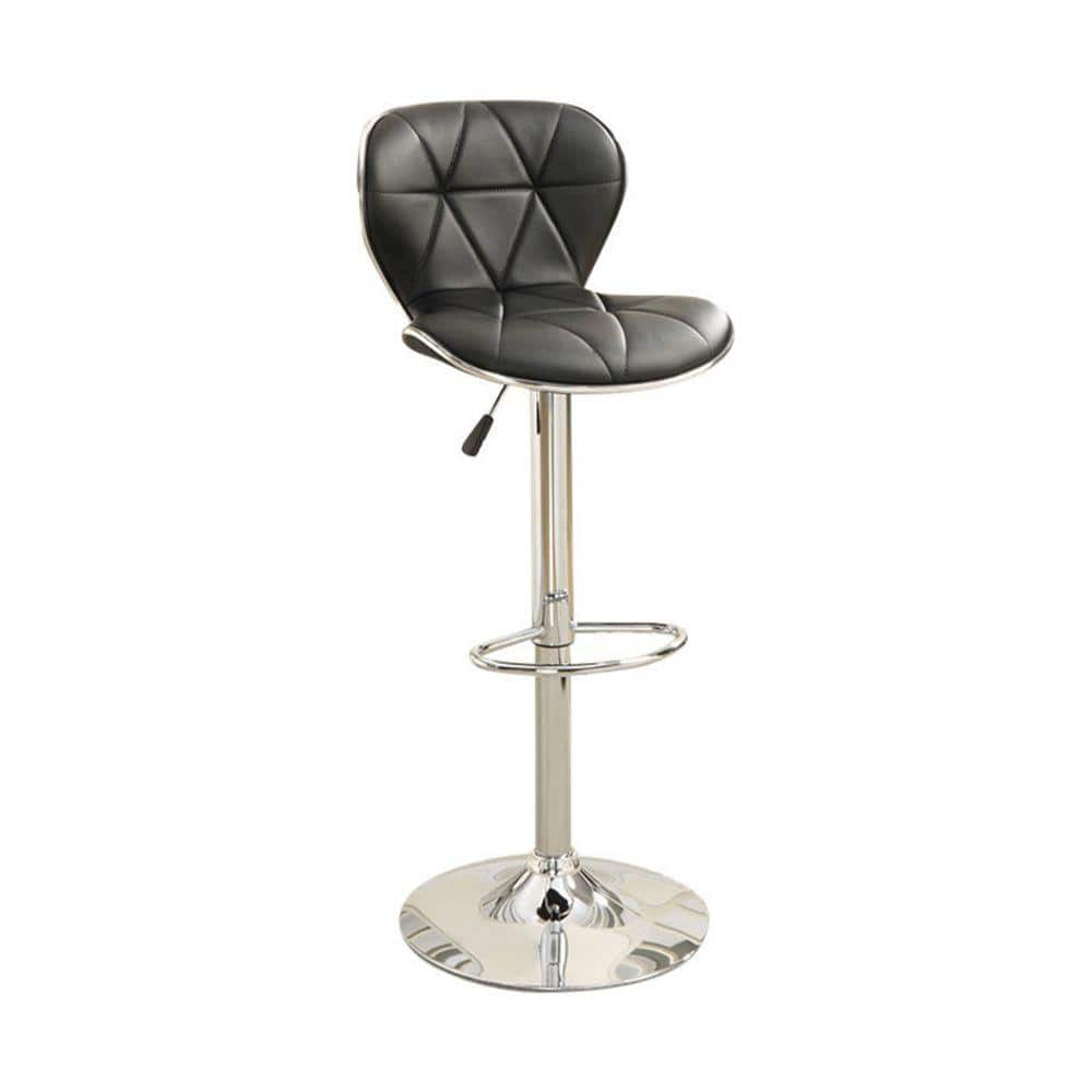 Benjara 35 in. Black Leather Upholstered Bar Stool with Gas Lift (Set of 2) BM167104