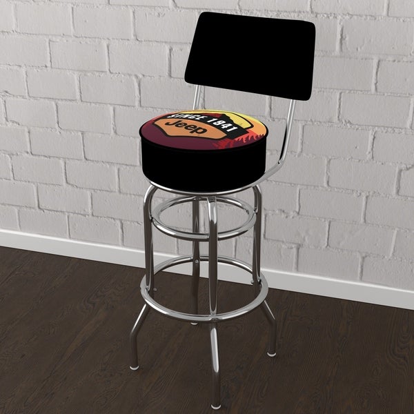 Jeep Sunset Mountain 360 Degree Swivel Barstool with Foam Padded Seat And Back - 20 x 20 x 31