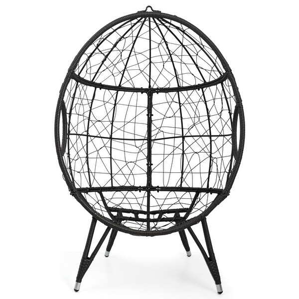 Patio Wicker Egg Chair or PE Rattan Basket Swing Chair Hanging Chair with Cushion