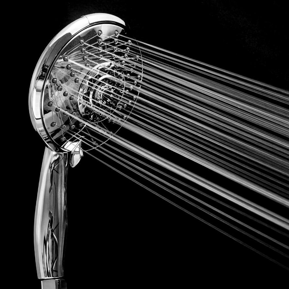 LORDEAR Double Rain Shower Set 5-Spray Patterns 5 in. Wall Mounted Round Spa Dual Shower Heads in Chrome H-SLF16002