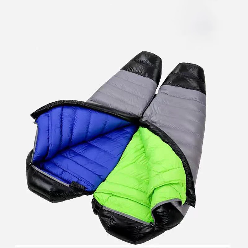 Factory light cotton cheap down can be customized humanoid mummy camping sleeping bag Minus 10 degrees  15 degrees  20 degrees