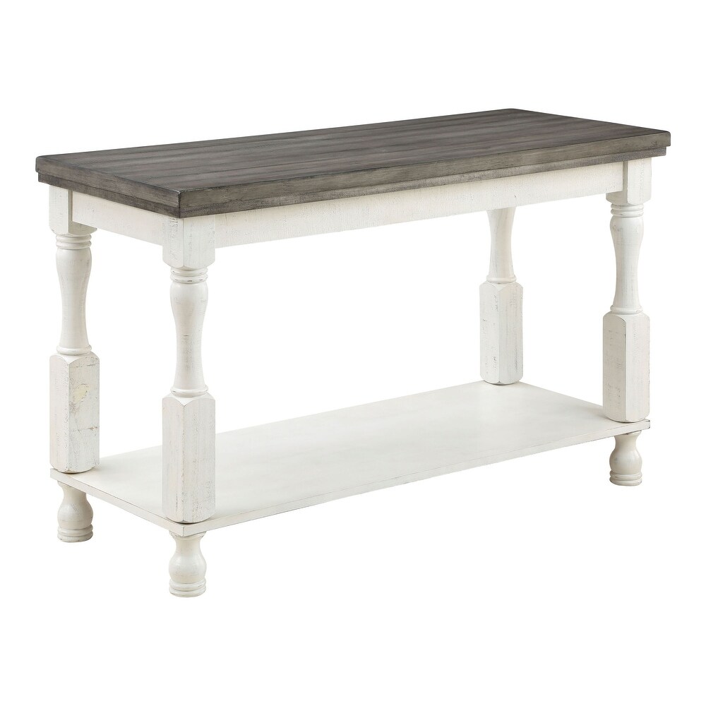 Neking Rustic White 47 inch Solid Wood 1 Shelf Sofa Table by Furniture of America