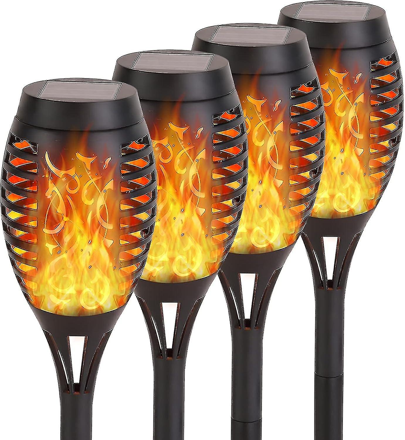 Upgraded Solar Outdoor Lights， 4 Pack Solar Torches Lights With Flickering Flame For Garden Decor， M