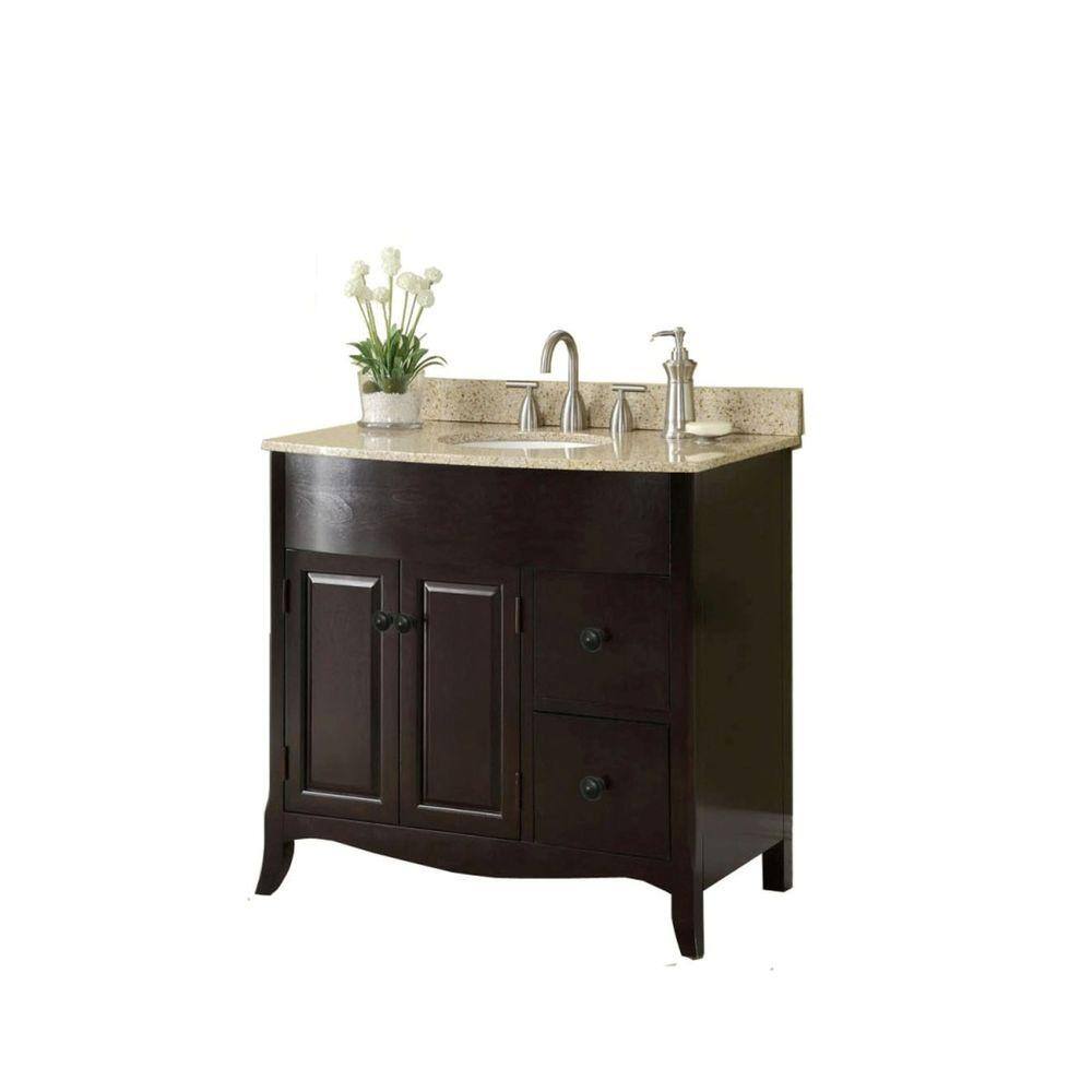 Home Decorators Collection Henfield 37 in. W x 35 in. H x 22-12 in. D Vanity in Espresso with Granite Vanity Top in Cream with White Basin MD-V1201