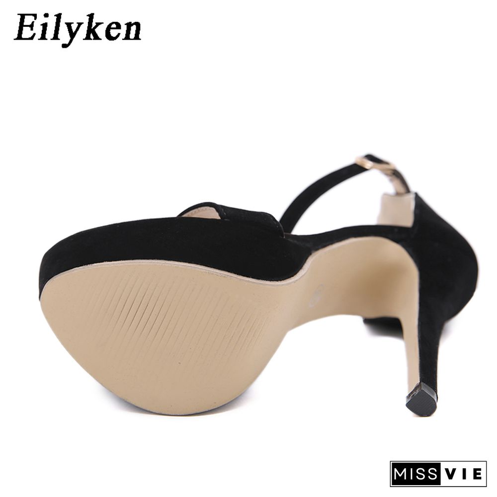 Eilyken Summer Platform Gladiator Buckle Strap Women Sandals Thin High Heels Club Party Shoes Ladies Sandalias De Mujer