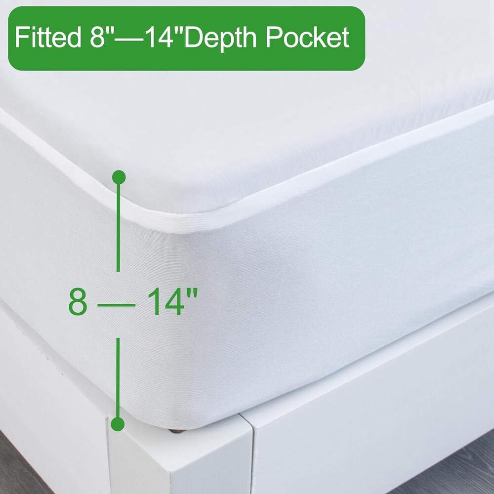 2 Pack Waterproof Mattress Protector   Bamboo Rayon Surface   Queen   White