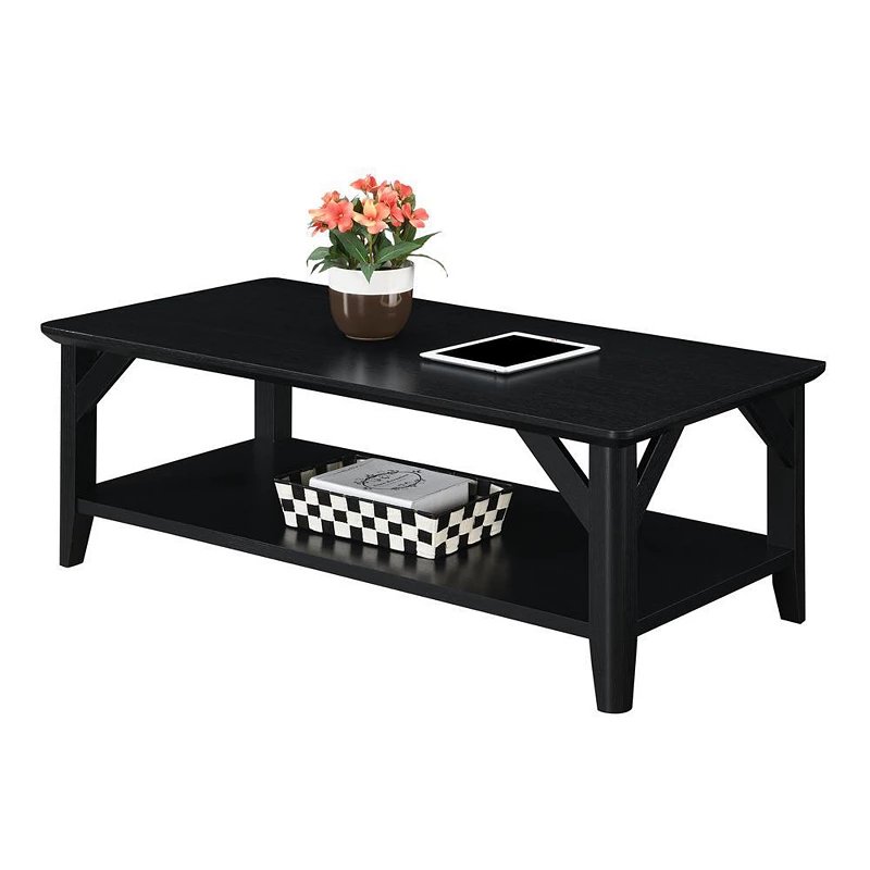 Convenience Concepts Winston Coffee Table with Shelf， Black