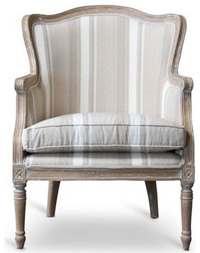 Baxton Studio Charlemagne Accent Chair in Brown and Beige   French Country   Armchairs And Accent Chairs   by Homesquare  Houzz