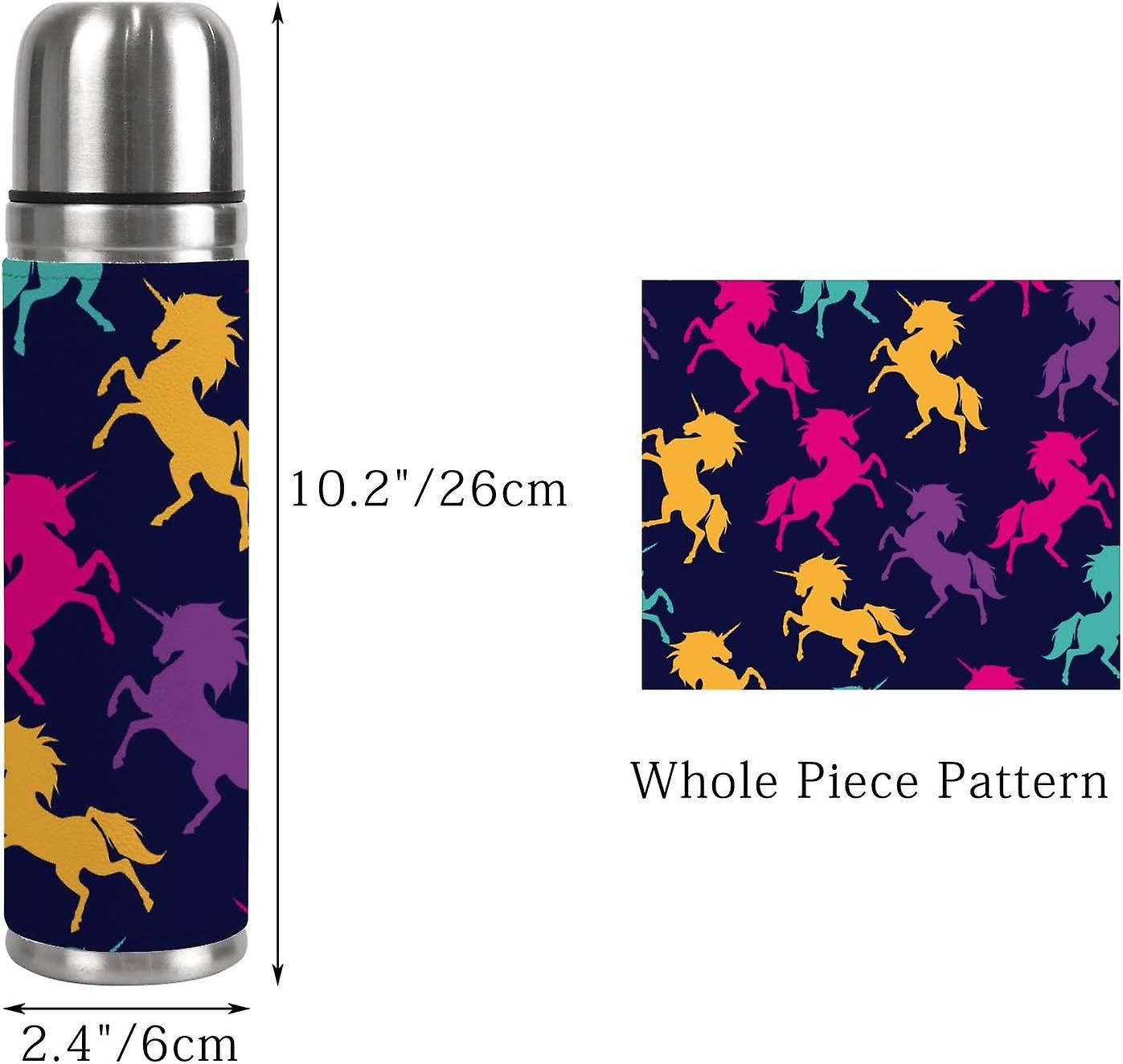 Insulated Mug Stainless Steel Water Bottle Colorful Pattern Of Unicorns Vacuum Cup Travel Mug For School Office