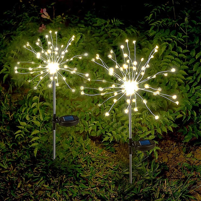 Solar Fireworks Lights 90/120/150/200 LEDS Outdoor DIY Solar Lights Garden Decorative Lights Waterproof Fairy Lights Lawn Lights