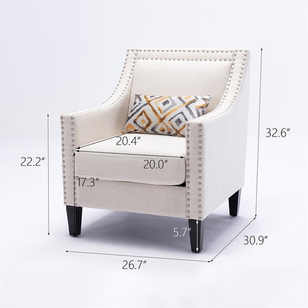 Upholstered Accent Chair with Nailhead Trim and Solid Wood Legs Comfy Single Sofa Office Guest Chair for Living Room Family Room