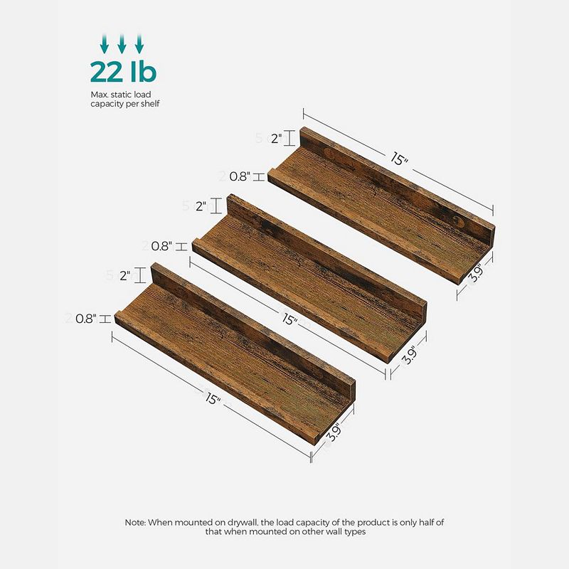 Floating Shelves， Set of 3 Wall Shelves， for Photo Frames and Trinkets