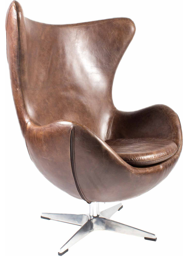 St Anne Swivel Club Chair Cappuccino Brown Leather   Midcentury   Armchairs And Accent Chairs   by First of a Kind USA Inc  Houzz