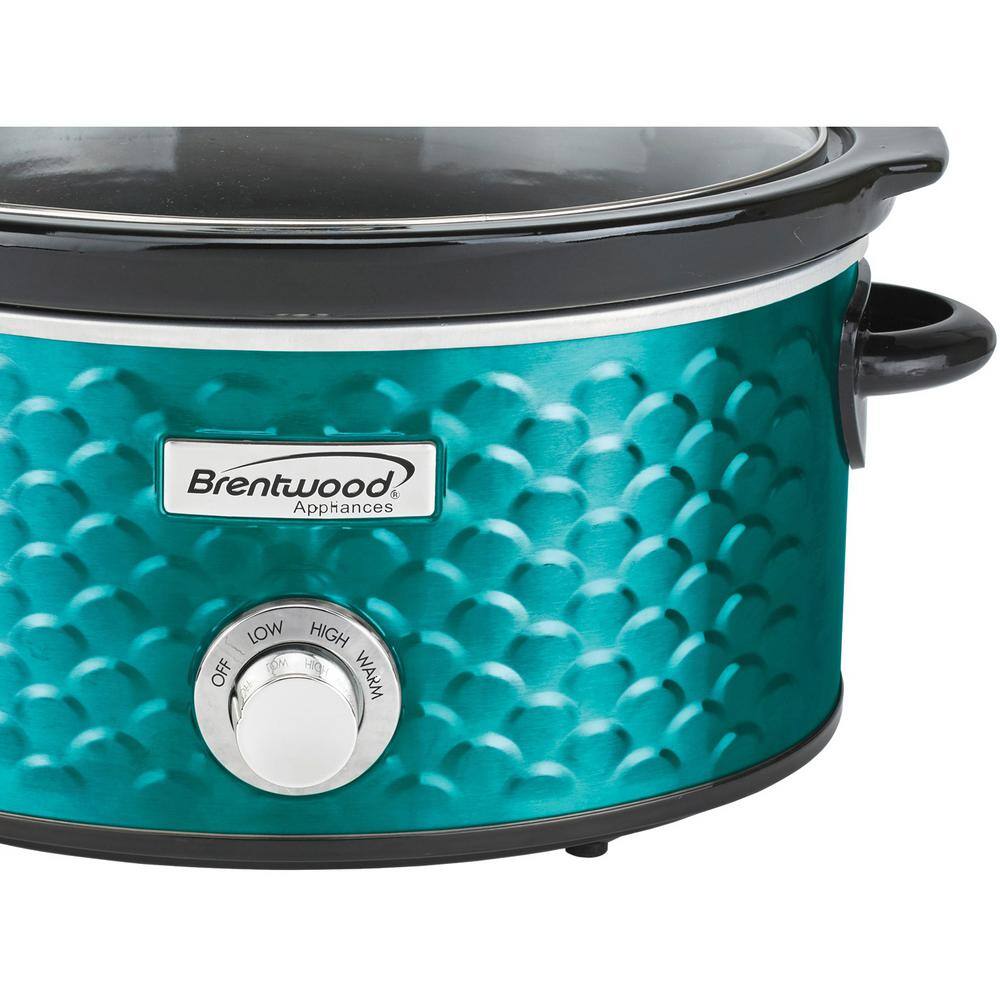 Brentwood Appliances Scallop 4.5 Qt. Blue Slow Cooker with Tempered Glass Lid SC-140BL