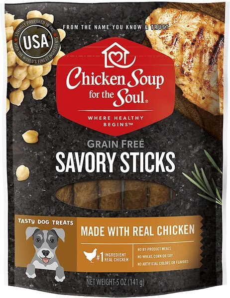 Chicken Soup for the Soul Savory Sticks Real Chicken Grain-Free Dog Treats， 5-oz bag