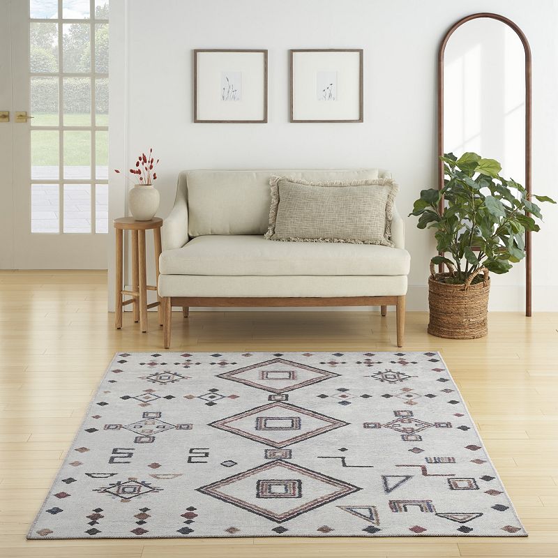 Nicole Curtis Series 1 Bohemian Diamond Washable Indoor Area Rug