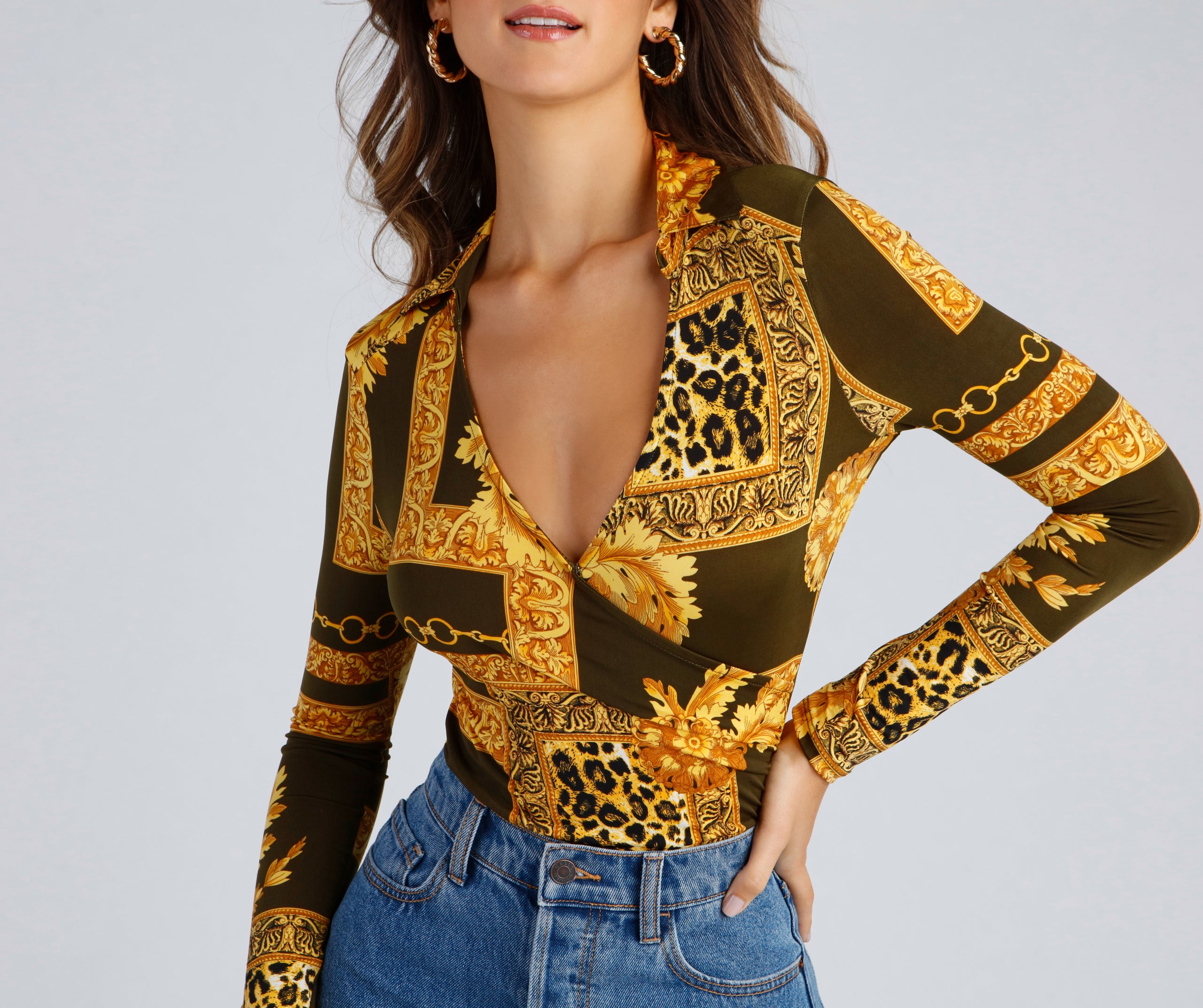 Casual Glam Collared Bodysuit