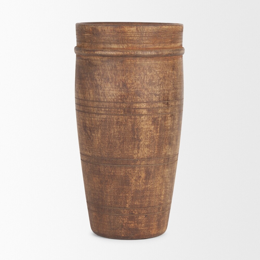 Porta Large Medium Brown Reclaimed Wooden Pot