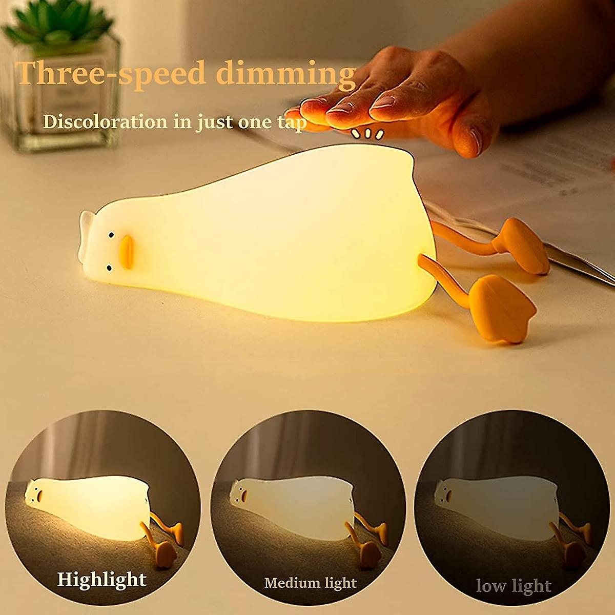 Lying Flat Duck Night Light Touch Control Dimmable Rechargeable Baby Night Lights For Breastfeeding Bedroom Baby Room Decor Kids Women Gift