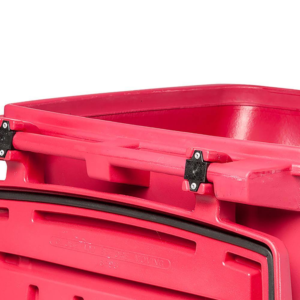 Toter 96 Gal. Red Hazardous Waste Trash Can with Wheels and Lid Lock RMN96-01RED