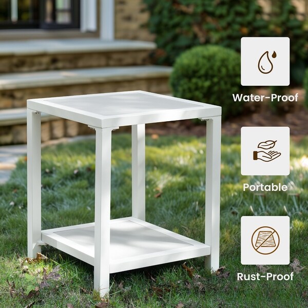 Outdoor Patio 2Tier Small Square Side Table