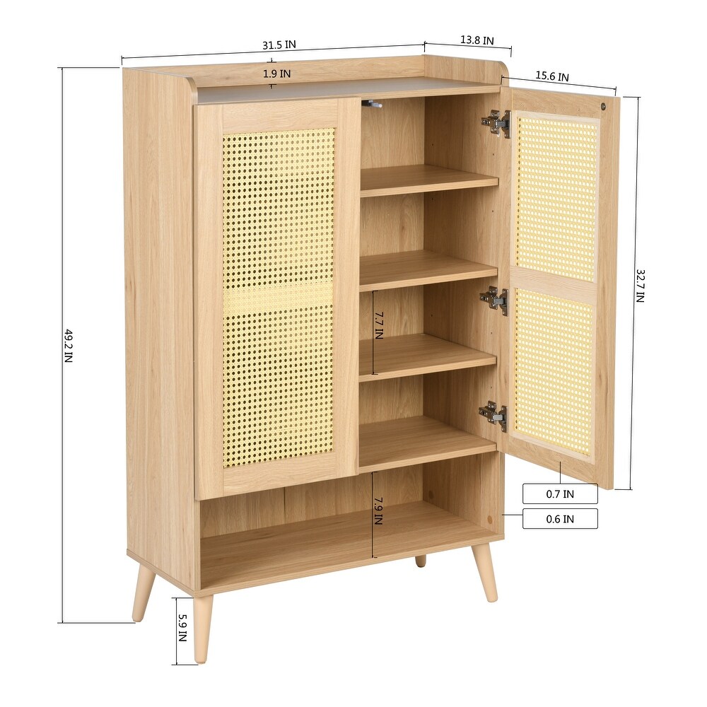 Homy Casa Faux Ratten 2 Doors Accent Storage Cabinet